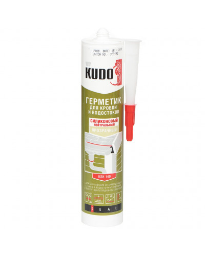 Герметик силиконовый, кровельный, KUDO, KSK-140, 280 мл, бесцветный