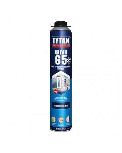 Пена монтажная Tytan, Uni, профессиональная, 65 л, 750 мл, зимняя, 10933/17026