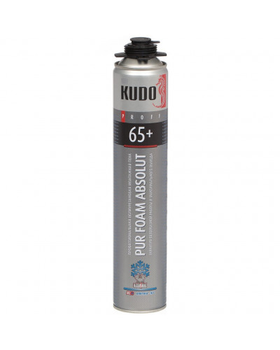 Пена монтажная KUDO, Proff 65+ Absolut Arktika, профессиональная, 65 л, 1 л, зимняя, KUPP10W65+