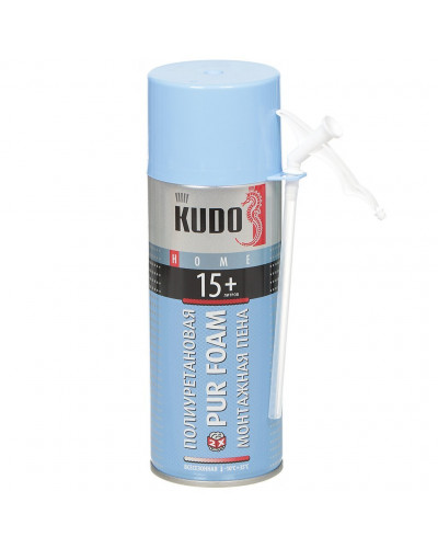 Пена монтажная KUDO, Home 15+, бытовая, 520 мл, всесезонная, KUPH05U15+