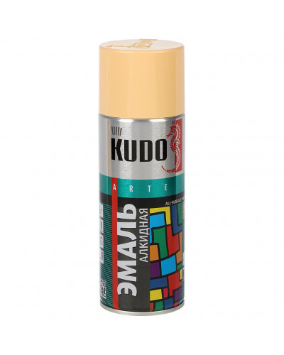 Эмаль аэрозольная, KUDO, KU-1009, универсальная, алкидная, глянцевая, бежевая, 520 мл